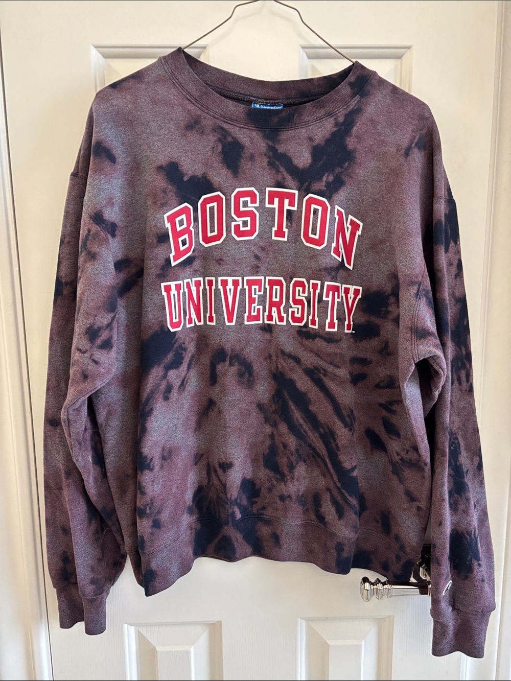 Champion Boston University Tie-Dye Crewneck Sweatshirt - Maroon & Black
